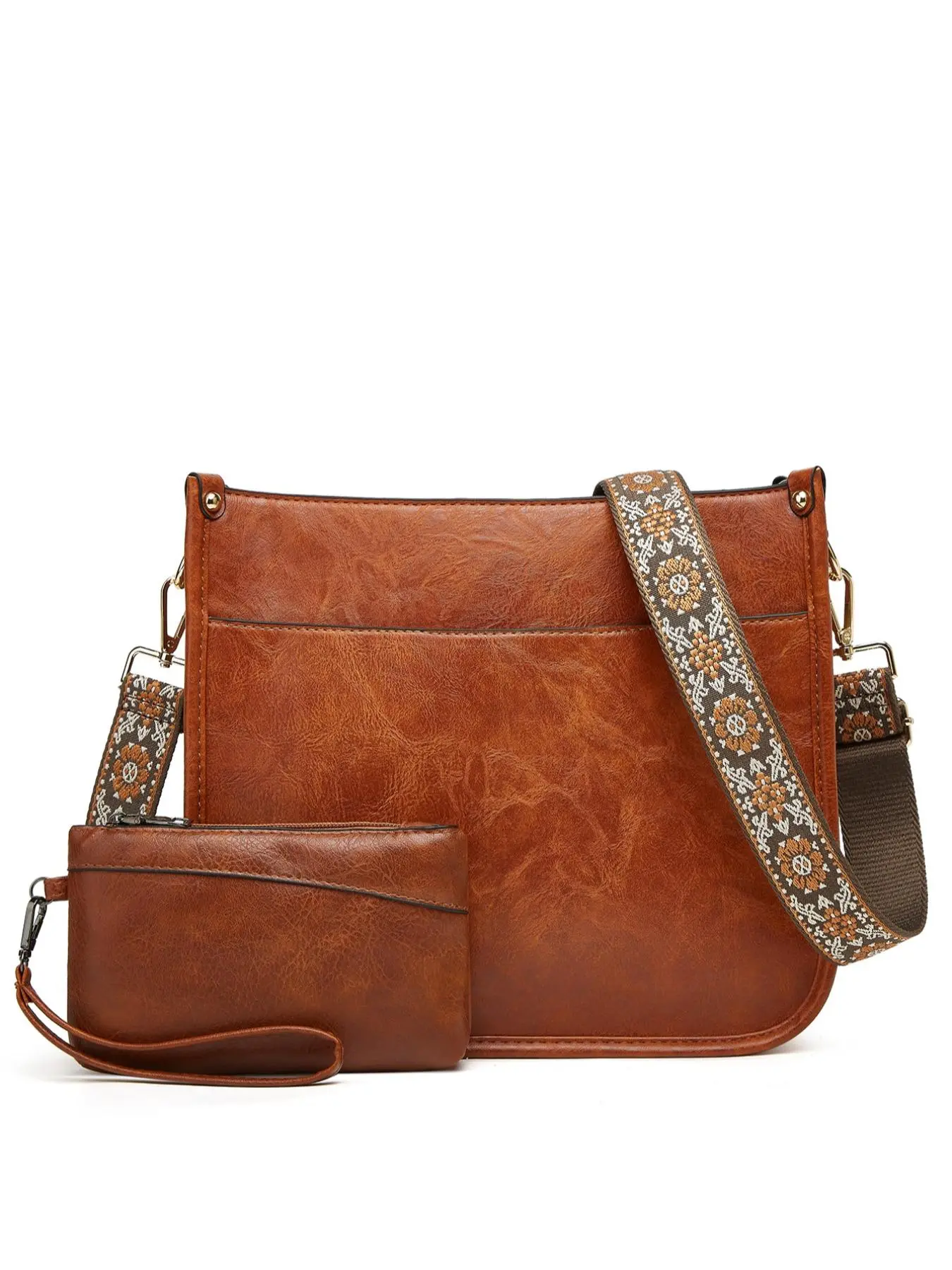 Women's Elegant Vintage Crossbody Bag & Wallet Set, Trendy Casual Minimalist Shoulder Bag Set, Fashionable Bag Set for Daily Use, Adjustable Crossbody Shoulder, Stylish Crossbody, Crossbody Wallet Combo