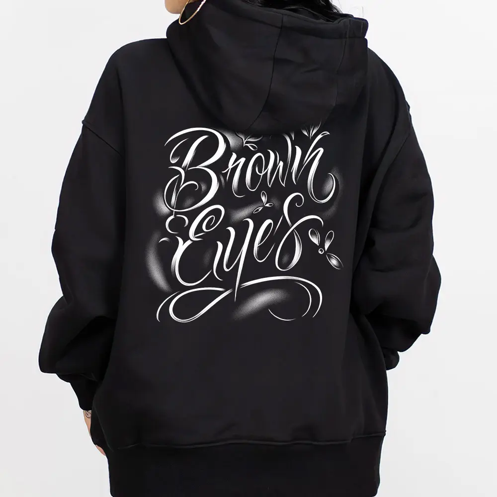 Brown Eyes Chicano Clothing Lowrider Style Chicana Art Gangster Clothes Cholo Outfit Cotton Fabric Unisex CN71112 Hoodie for Men and Women Long Sleeve Casual Streetwear