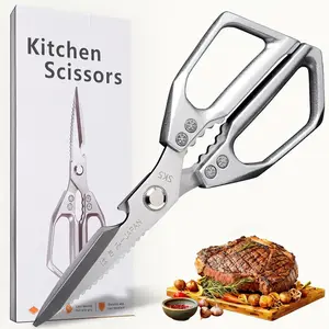 Kitchen Shears with Slip Handle & Safety Lock，Professional Heavy Duty Kitchen Scissors，Meat Cutting, Turkey, Fish, Vegetables, Dishwasher Safe，Multifunctional Stainless Steel Kitchen Scissors, Durable Home Kitchen Tool, Kitchenware