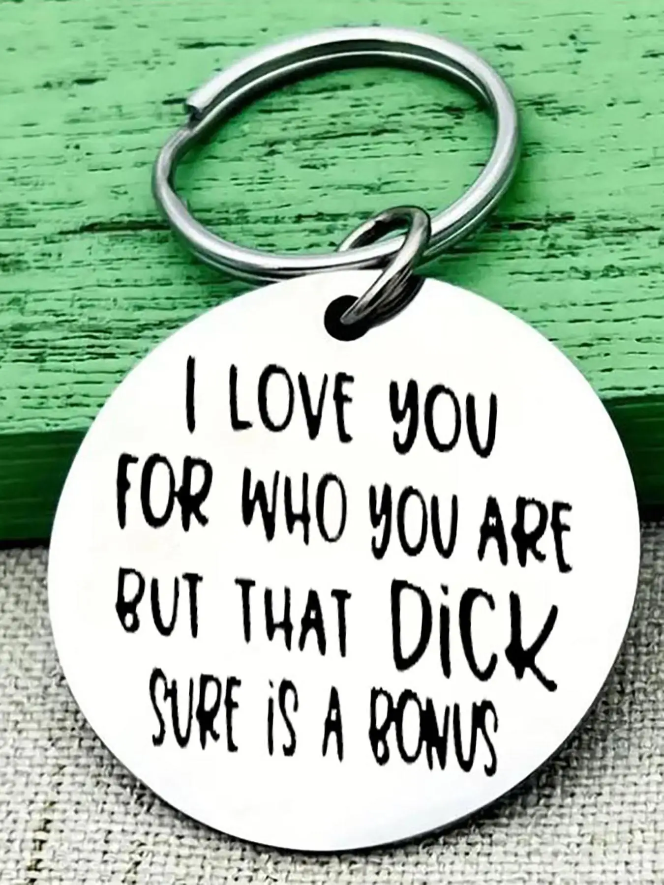 Slogan Pattern Metal Keychain for Men & Women, Round Shaped Stainless Steel Keychain for Fall Daily Use, Keychain for Birthday Gift