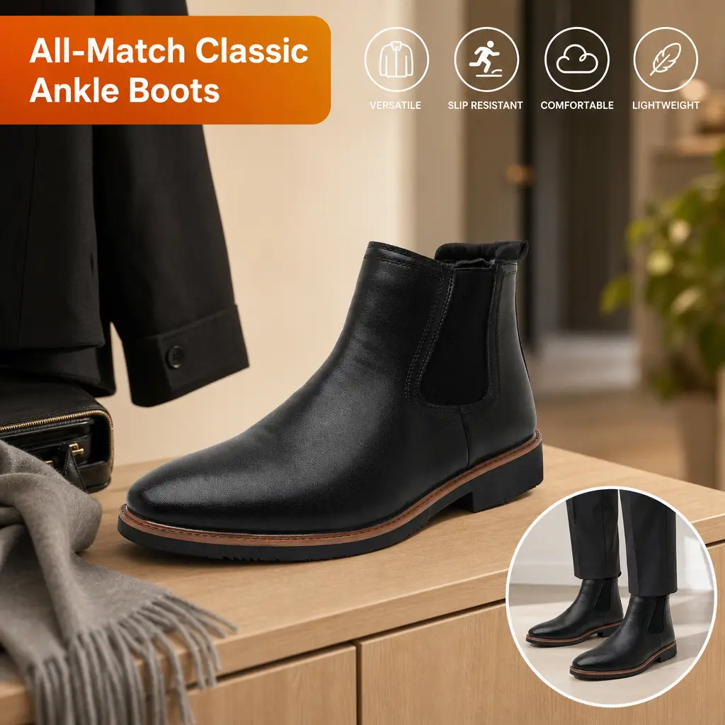 Classic elastic Chelsea boots—versatile short ankle boots with thick soles for everyday outings and casual wear