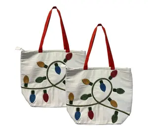 Temp-tations Seasonal Set of (2) 15"x18" Beaded Tote Bags