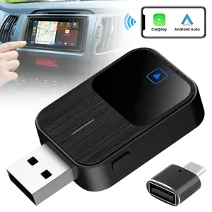 2026 New 2in1 Wireless CarPlay Android Auto Adapter Plug & Play Bluetooth 5.2 Auto Connect OTA Upgrade for Factory Wired Cars USB-A/C Port