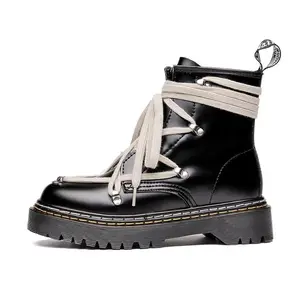 Outdoor Dark punk thick soled genuine leather  boots,  pentagram personality thick series, top layer cowhide trend short boots, men