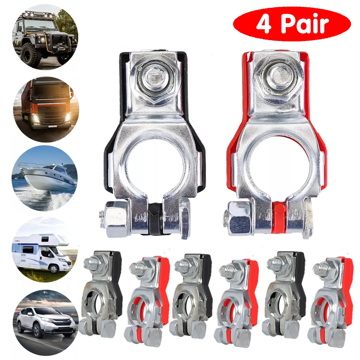 Heavy Duty Universal Top Post Battery Terminal Connector, Positive and Negative for Automotive & Motorcycle Battery Accessories sohochic