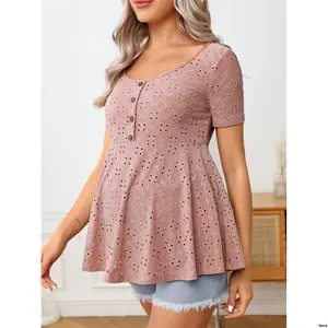 tiktokMaternityButtonFrontSchiffyPeplumTee