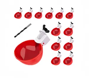 【Clearance Deal】Chicken Waterer Cups 13 Packs Large Automatic Water Cups with Fitting for Poultry, Duck, Goose, Turkey with Mounting Hole Opener DlY Feeder kit -Bowl