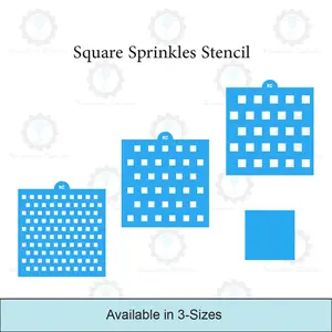 Square Sprinkles Stencil | 3D Printed, Cookie, Cake, & Cupcake, Decorating Stencils