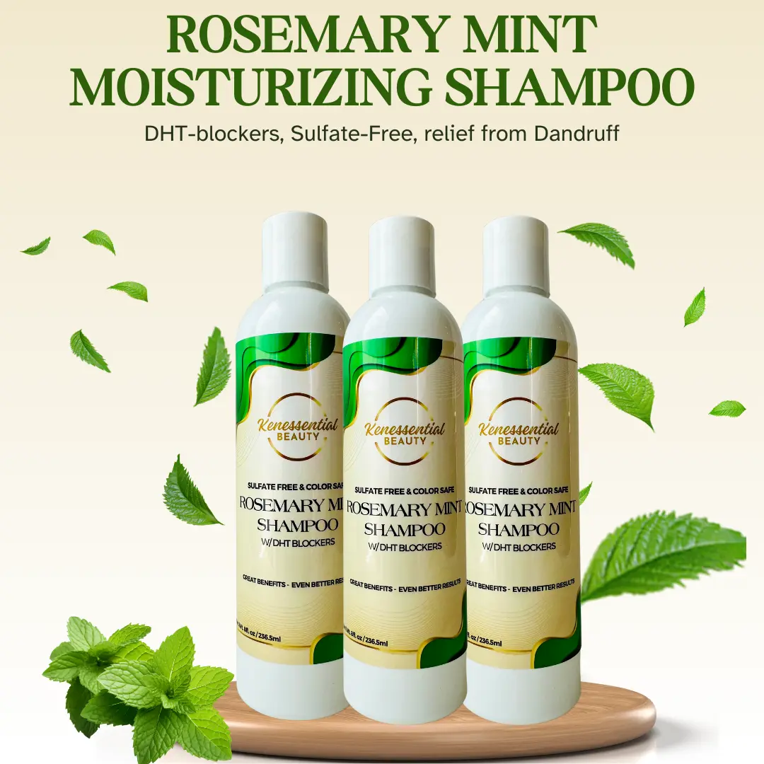 Rosemary Mint Moisturizing Shampoo with DHT Blockers - 8oz -Dry Itchy Scalp & Dandruff Relief - Hydrating Formula for Scalp Health