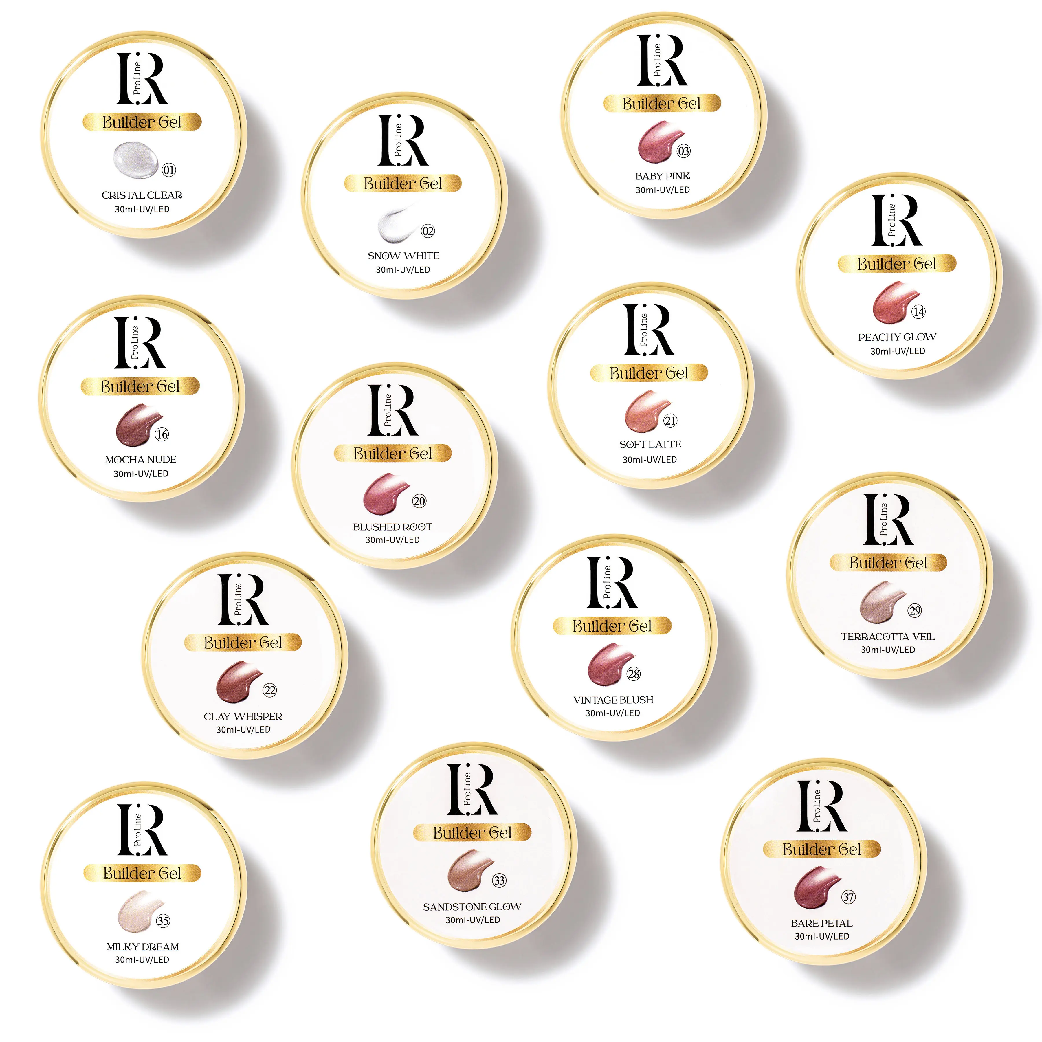 LR PRO LINE Builder Gel Polish, 30ML Self-Leveling Baby Pink - Aesthetic Extensions, French Manicures, Natural Nails, At-Home Gel Use, Middle & Edge Application, Builder Gel Nail
