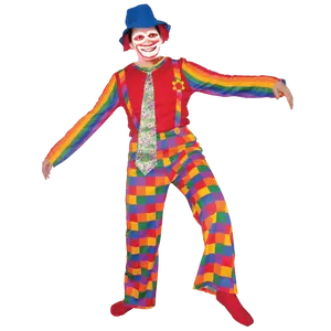 Jolly Laughing Clown Costume For Adults - Circus Role Play Colorful Jumpsuit with Hat For Halloween, Pretend Play Fun, Theme Party & Cosplay -  Menswear