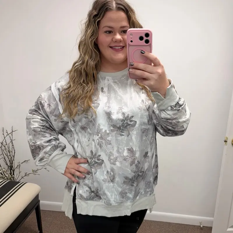 Camouflage Sweatshirt Raw Hem