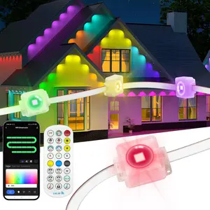 Permanent Outdoor Lights for House, 120ft  RGB+IC Eave Light with APP & Remote Control, DIY Modes,IP67 LED Roof Lights for Holiday, Christmas, Halloween, Party Decor