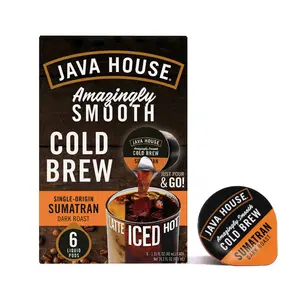 Java House Cold Brew Coffee Concentrate Single Serve Liquid Pods, Sumatran, 12 Count