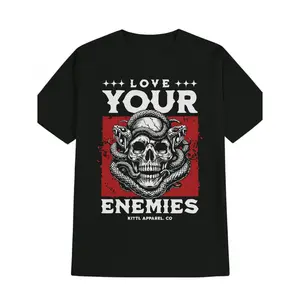Men's love your enemies Graphic T-Shirt - Short Sleeve Crew Neck Regular Fit Casual Wear | Soft & Breathable Fabric, Durable Print, Everyday Comfort, Machine Washable, gothic metal concert, party, casual wear