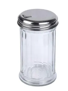 Glass Sugar Shaker Dispenser with Pour Spout — 5.5″ Classic Diner Style Sugar Holder for Coffee, Tea & Kitchen Table Use