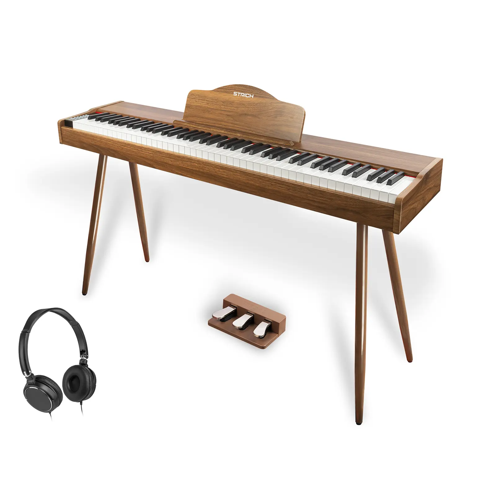 STRICH 88-Key Digital Piano, Hammer-Action Weighted Keys,Dual 25W Speakers, USB-MIDI/Wireless Connect, Walnut Wood, SDP-300S.Instrument Musical Wooden Digital Piano Keyboard Multifunction