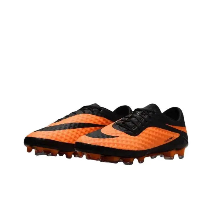 Vintage Unisex Sports Collectible Soccer Cleats - Brand-New, Orange-Black Spliced Bumpy Textured Upper, Streamlined Low-Cut Shape, Bright Orange Turf Studs, Original Matched Shoe-Box Included Sports Memorabilia