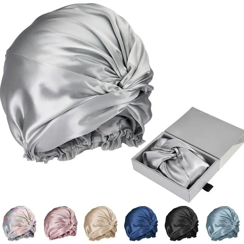 Luxury 6A Grade 22 Momme 100% Pure Mulberry Silk Turban Bonnet for Premium Overnight Hair Care