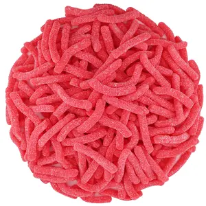 RED STRAWBERRY SOUR GUMMY WORMS 2 POUNDS BAG Sweet Snack