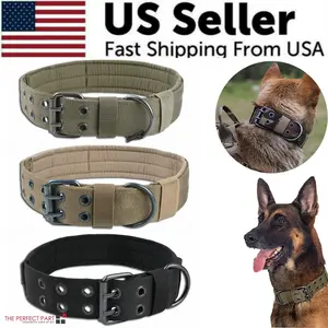 2" Wide Tactical Heavy Duty Nylon Large Dog Collar K9 Military with Metal Buckle Does not apply