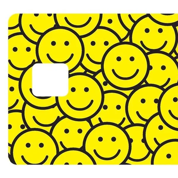 Cute Yellow Smiley Face Card Skin Sticker – Happy Face Pattern Waterproof Credit Card Decal Cover, Trendy Gift for Teens