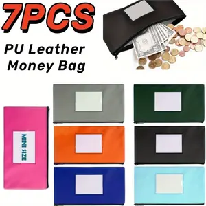 7Pcs Bank Deposit Money Wallet, Duty Security Zipper Wallet with Clear Window, Coin Bag, Cash Bag, Tool Pouch (11.25 x 6.2 Inch) - Home Improvement.