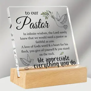 Acrylic Pastor Plaque - Christian Gratitude Gift for Pastors Appreciated, Cute Candy Lively Look Keepsake, Wooden Home Decor Sign for Gifting Gift