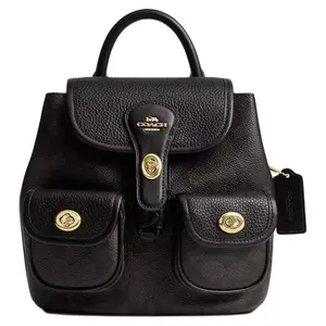COACH Hadley 23 Logo Metal Emblem Smooth Leather Backpack Medium Women's Walnut