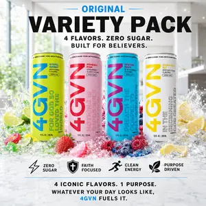 4GVN Energy Drink – 12 Cans, 200mg Natural Caffeine, Zero Sugar