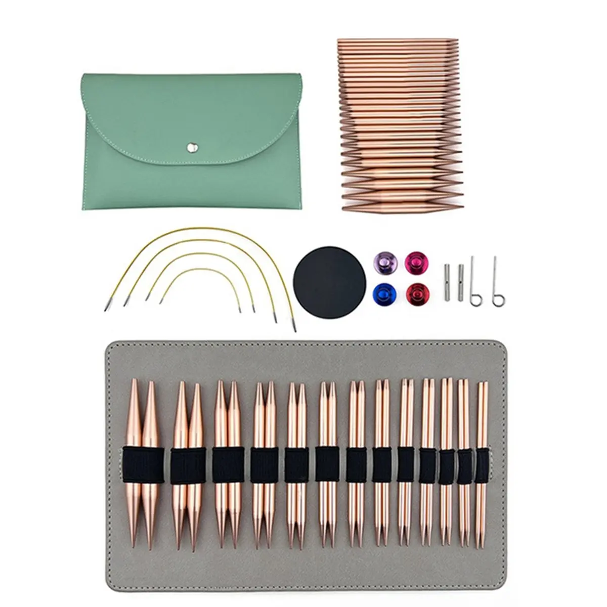 13-Pair Interchangeable Circular Knitting Needles Kit, 3mm-10mm US Sizes, Home Supplies Knitting Tool Set, Knitting Kit, Engraved Sizing, Multi-Size