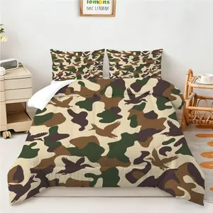 [Comforter Set] 2/3pcs Camouflage Duck Hunting Digital Print Comforter Set | Full/Queen/King Size, Soft Lightweight Bedding Set, Perfect Hunting Decor, Perfect for Bedroom Accessories. 1 or 2 Pillowcase No Pillow Core.