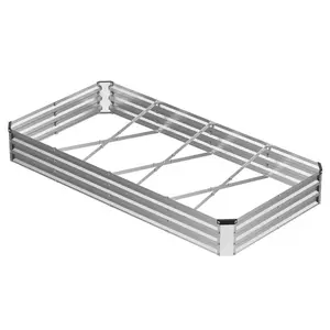 Raised Garden Bed, X-Shaped Reinforcement Bars Prevent Bowing & Bulging, Tool-Free Assembly Galvanized Steel Planter Box, Rust-Resistant 0.3-0.4mm Thick, Includes Wrench & Gloves – Perfect for Deep Root Vegetables