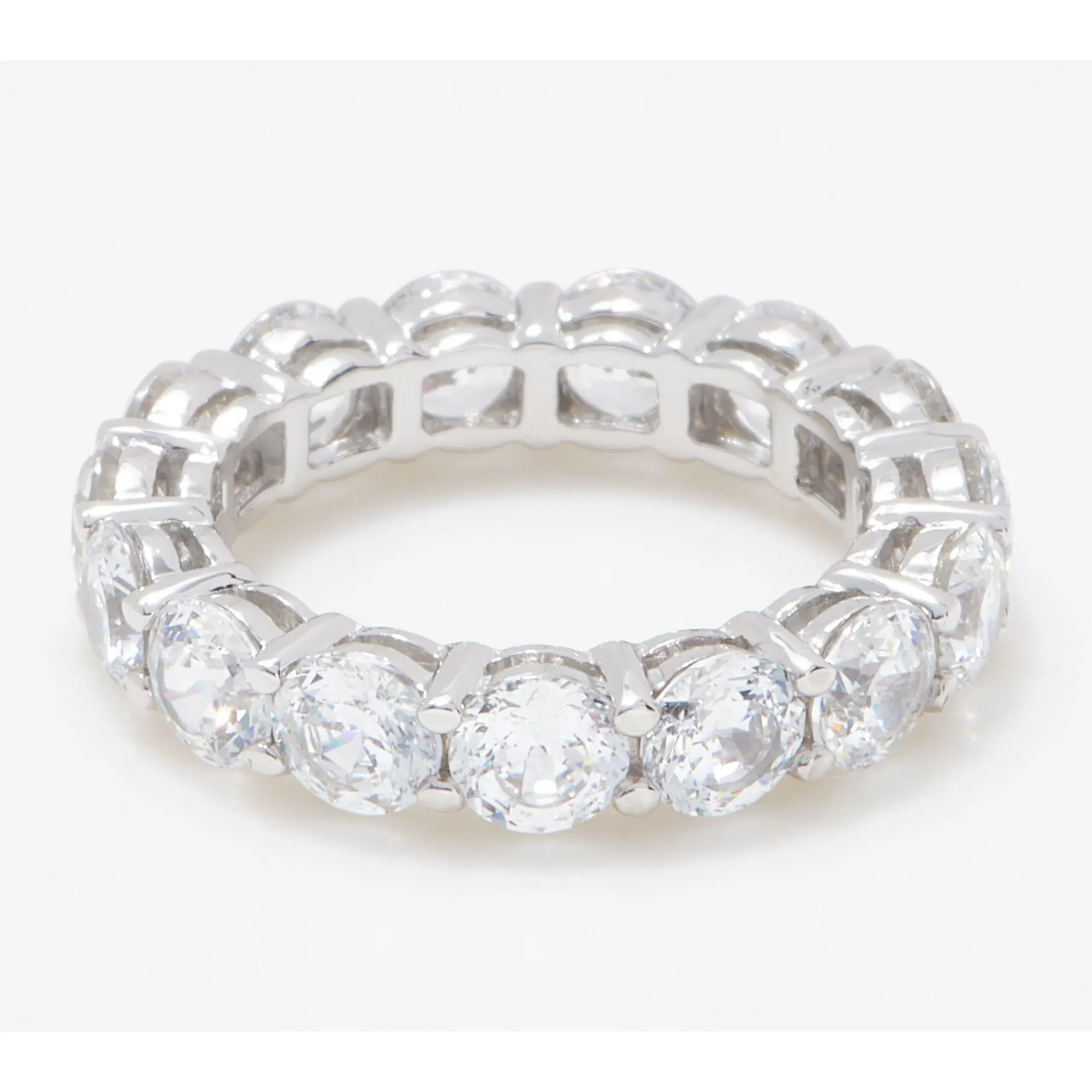 Diamonique 100 Facet "The Amy" Band Ring Platinum Clad