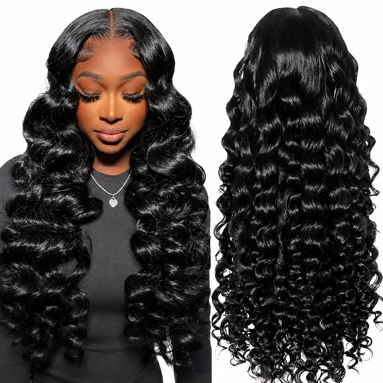 [$88.99 28inch] 13x4 Deep Wave Lace Front Wigs Human Hair Wigs 180% Density For Black Women