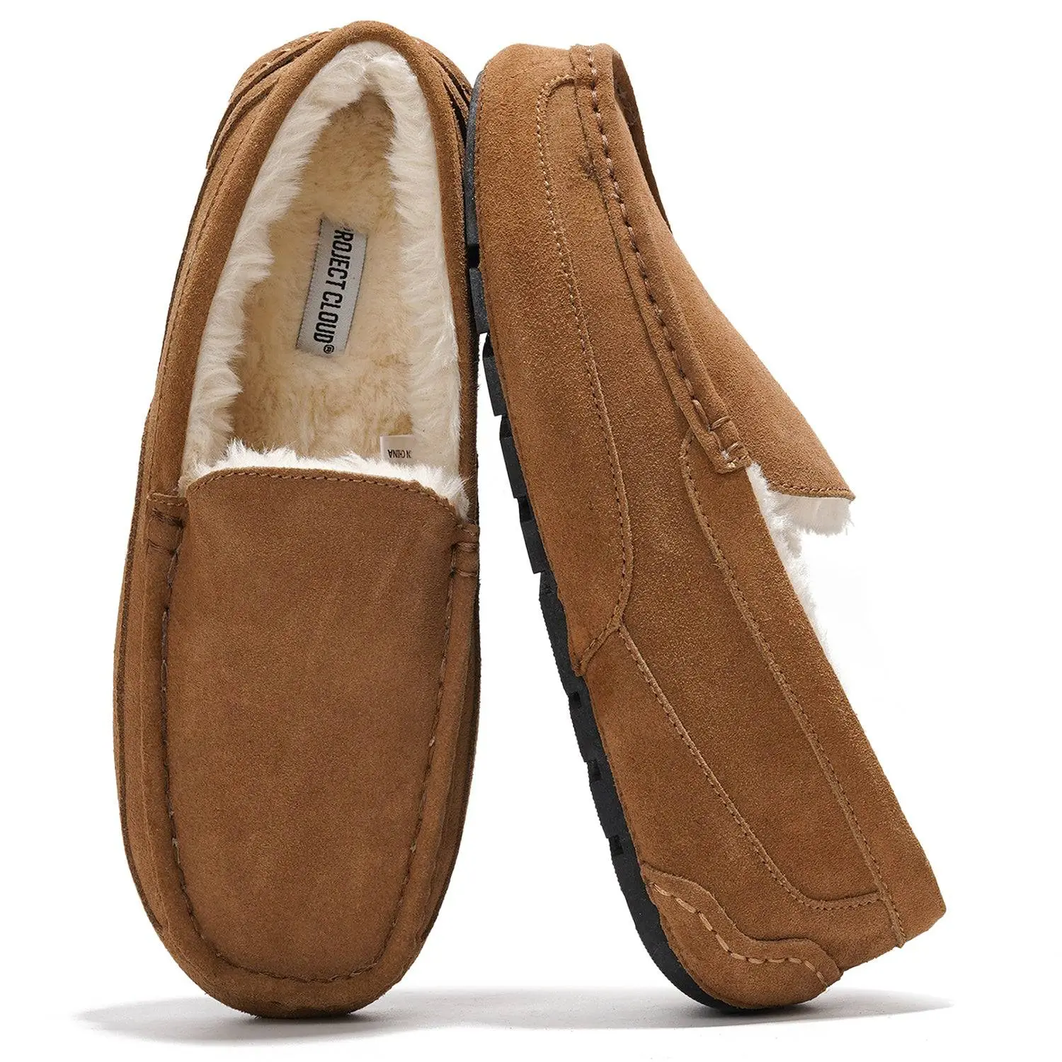 Project Cloud Men's |  Genuine Suede Slippers - Loafers | Memory Foam | Lightweight | Non-Slip - Oswin