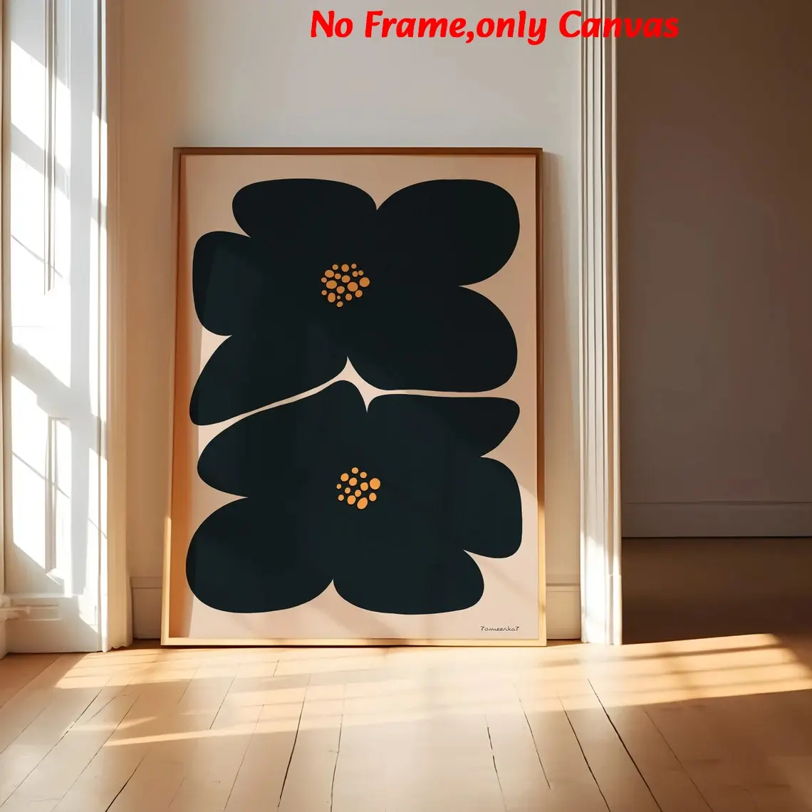 1 Pc, wall art, vintage poster, abstract black flower print, Abstract Pattern Print, botanical floral canvas painting, living room aesthetic, bedroom decor, apartment decor, housewarming gift, unframed, Floral Abstract Design