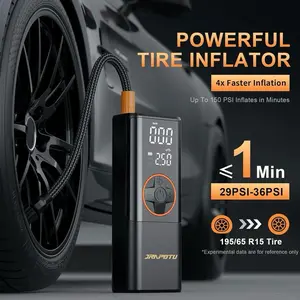 Jrapotu Portable Air Compressor with Digital Display Multifunctional Tire Inflation Tool for Car Accessories 7.87in x 2.76in x 3.94in 4x Faster Inflation Up To 150 PSI