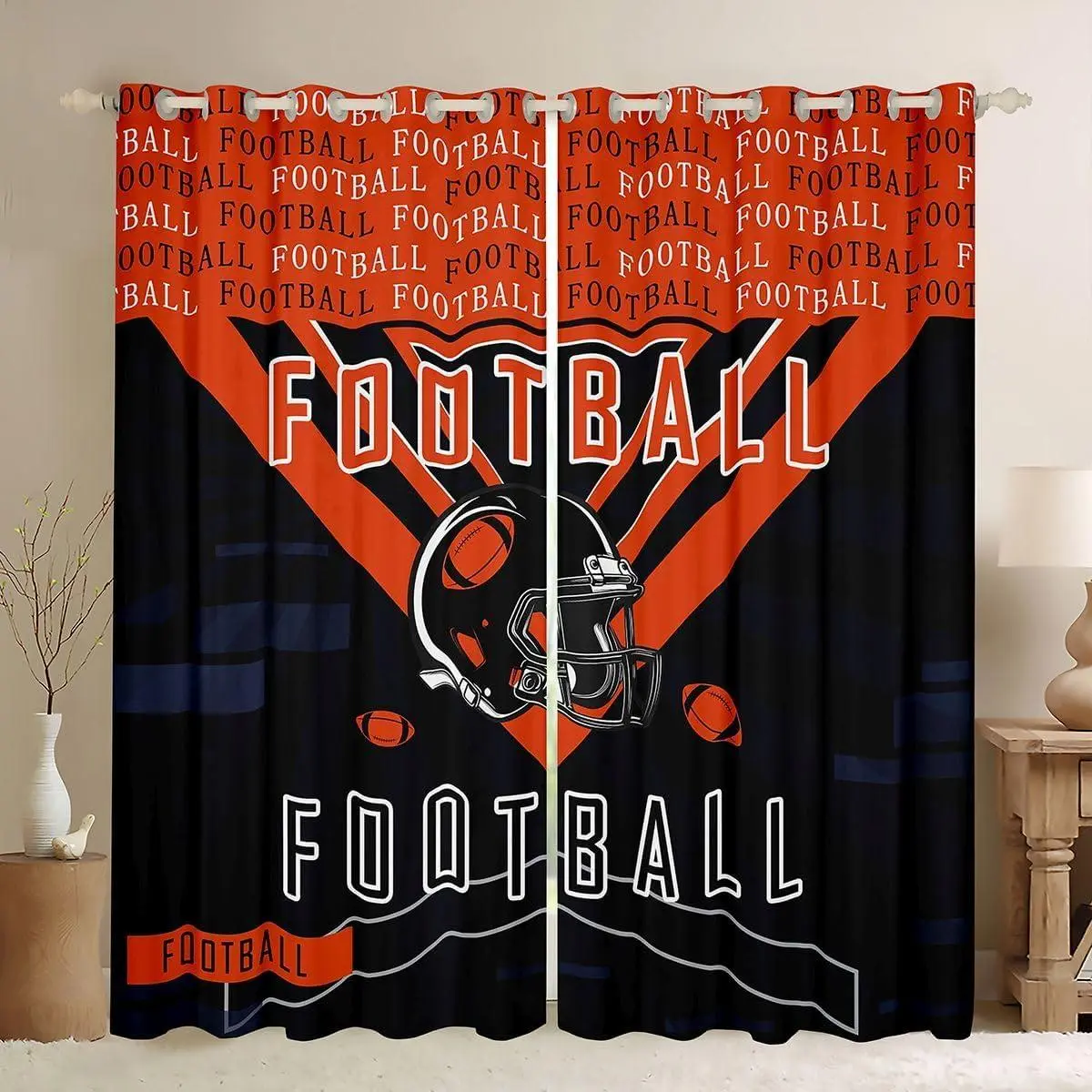 Football Blackout Curtains Rugby Sports Curtains Bedroom Living Room Football City Room Darkening Curtain