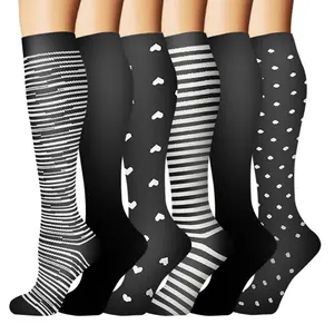 Socks Laboratory  6 Pack Pastel Flower Compression Socks  15-20mmHg Gradient Pressure  Support Circulation for Work & Leisure