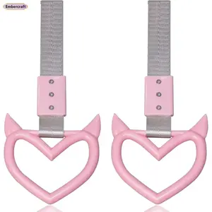 2 Pack Heart Handle Drift Pendant Keychains – Red Devil Car Charm, Stylish & Durable Car Accessories for Rearview Mirror, Dashboard, Gift, Daily Use, Unique Car Decoration, Trendy Auto Keyring Set for Women & Men