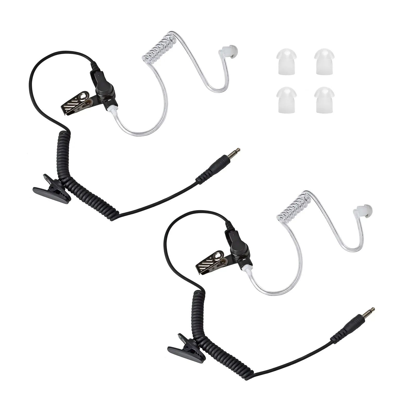 YNIBST 3.5mm Receiver/Listen Only Surveillance Radio Earpiece with Acoustic Coil Tube Walkie Talkie Headset and 4 Replaceable Earbuds, Wired Earbuds, Compatible with Two-Way Radios, Transceivers and Radio Speaker Mics Jacks for Security, Police Use 2 pack
