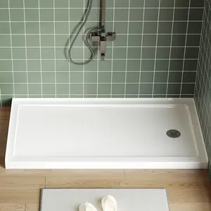 60 x 32 in Shower Base with Non-Slip Design, Single Threshold and Right Drain, Stainless Steel Cover & Drain Assembly, Acrylic Shower Pan Kit for Shower Enclosure