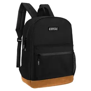 Aeropostale 16.5" Upgraded Backpack for Girls Boys, Back-To-School Essentials Multicolored Bag for Everyday Use (Black)