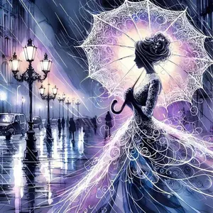 5D DIY Diamond Arts Colorful Painting Kit, Unique Umbrella Art Umbrella Girl Pattern Diamond Arts Colorful Painting No Frame Needed, DIY Decor Painting for Bedroom