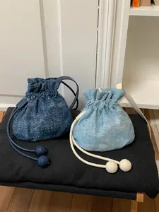 New Korean Style Denim Bucket Bag, Drawstring, Multi-Color Options, Versatile Crossbody, Handbag, Shoulder Bag, Mini Bundle Mouth Bag