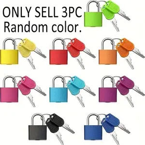 3 Counts set Multi-Color Metal Hanging Locks with 3 Keys, Durable Plastic & Metal Combination Lock for Luggage, Backpacks, Gym Storage Cabinets