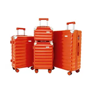 GMZGZN 4-Piece ABS Hardshell Luggage Sets with TSA Lock, USB Charging Port, 360° Spinner Wheels, Waterproof Shockproof Design, 14" Makeup Bag, 20" TSA-Approved Robust Handle-Equipped Wheel Carry-On, 24" Medium, 28" Large for Family Travel, Tsa-Approved Ca