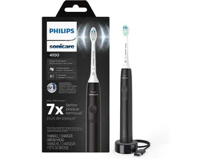 Philips Sonicare 4100 Power Toothbrush, Rechargeable Electric Toothbrush with Pressure Sensor, Black (HX3681/24)