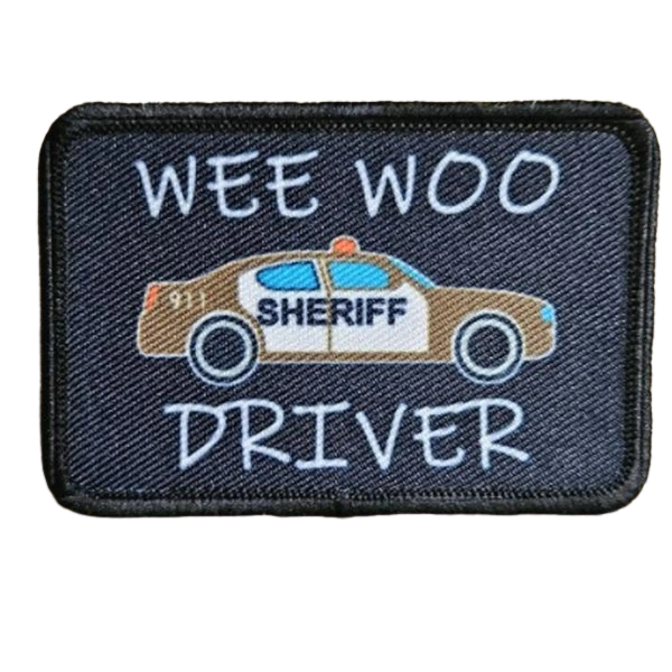 SHERIFF Wee woo driver sheriff department car driver funny  brown version 2"x3" removable morale patch with hook and loop backing
